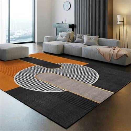 DJHWWD Carpet Bedroom Teppiche Gegend Designer Teppich Schwarz-Grauer moderner Karo-Teppich 100x200CM orange Wohnzimmer weich flurteppich rutschfest von DJHWWD