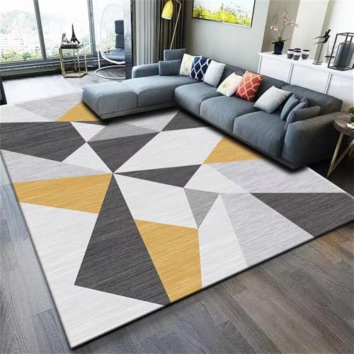 DJHWWD Carpet Relax Teppich Sofa Teppiche teppichmatte Grauer, langlebiger geometrischer 200x200CM Gelb Balkon Outdoor flurteppich rutschfest von DJHWWD