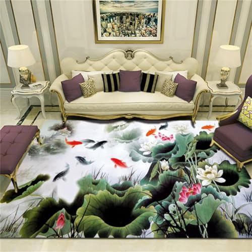 DJHWWD Designer Teppich Waschbare Teppiche Waschbarer dekorativer Teppich mit chinesischem Aufdruck 200x300CM Grün Zimmer Teppich Wohnzimmer Teppichboden von DJHWWD