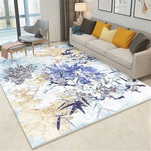 DJHWWD Designer Teppich Wohnzimmer Dekoration Wohnzimmer-Blumenteppich 50x80CM blau balkonteppich Wohnzimmerteppich von DJHWWD