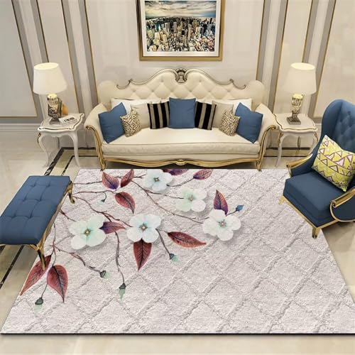DJHWWD Designer Teppiche Teppich Bettvorleger Design Moderner Blumenteppich 70x140CM Grau Kinderteppic h Waschbar Waschbare von DJHWWD