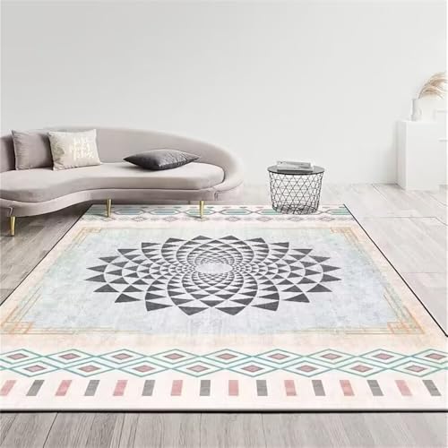 DJHWWD Designer Teppiche Teppich Muster Wohnzimmer waschbar EIN grau-schwarzer im modernen, ästhetischen Stil. 100x160CM blau Terassenteppich für die küche von DJHWWD