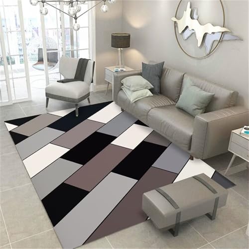 DJHWWD Designer Teppiche Teppich Waschmaschine Carpet Bedroom Schwarzer moderner geometrischer 50x80CM Grau bodenmatte kinderzimmer Schmutzfangteppich von DJHWWD