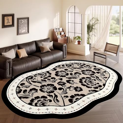 DJHWWD Dünn Teppich Jugendzimmer Mädchen Schwarz 120x160CM,Blumenmuster für Terrasse,Weltraum,Leseecke Kinderzimmer DJHWWD Dünn Teppich Jugendzimmer Mädchen Schwarz 120x160CM,Blumenmuster für Terrasse,Weltraum,Leseecke Kinderzimmer von DJHWWD