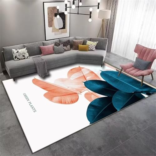 DJHWWD Dünner Teppich waschbar in Waschmaschine 100x200CM läufer Flur blau Cremefarbener Blumenteppich Kinder Zimmer stuhlgleiter für von DJHWWD