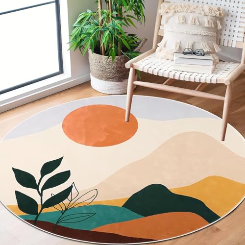 DJHWWD Esstisch Teppich Kurzflor Moderne Runde Beige Fußmatte Haustür für Küchen,Terrasse,Haustür 80X80cm DJHWWD Esstisch Teppich Kurzflor Moderne Runde Beige Fußmatte Haustür für Küchen,Terrasse,Haustür 80X80cm von DJHWWD