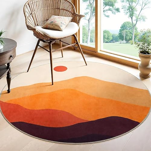 DJHWWD Esstisch Teppich Waschbar In Waschmaschine Teppich Groß Geometrische Kreise für Esszimmer,Schlafzimmer,Küchen 200X200CM von DJHWWD