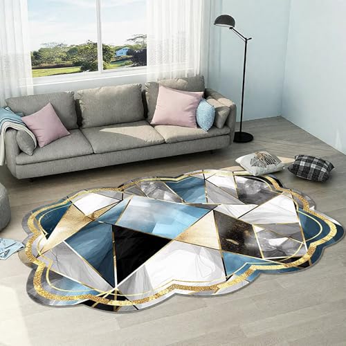 DJHWWD Flach Flurteppich Blau 150x210CM,Moderne Geometrie für Wohnzimmer,Terassenaussen,Fliesen von DJHWWD
