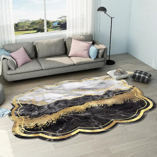 DJHWWD Flach Teppiche Fürs Kinderzimmer Schwarz 160x230CM,Abstrakte Kunst für Terassenaussen,Kinderzimmer,Neben Bett von DJHWWD