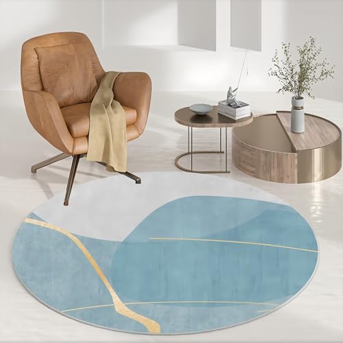 DJHWWD Flur Teppich Waschbar In Waschmaschine Blauer Hyundai Fußmatte Innen Waschbar für Eingangsbereich,Wohnzimmer,Küchen 80X80cm von DJHWWD