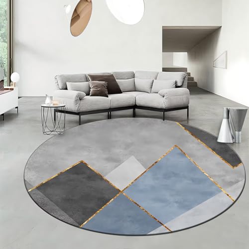 DJHWWD Flurteppiche Waschbar In Waschmaschine Modernes Grau-Blau für Küchen,Flur,Eingangsbereich 140X140cm von DJHWWD