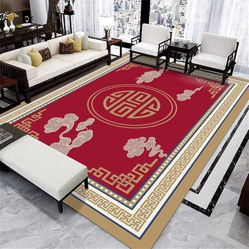 DJHWWD Fußmatte Außen terrasse Teppich 90x180CM gemütliche deko rot Blauer orientalischer Blumenteppich Living Room Rug Boden von DJHWWD