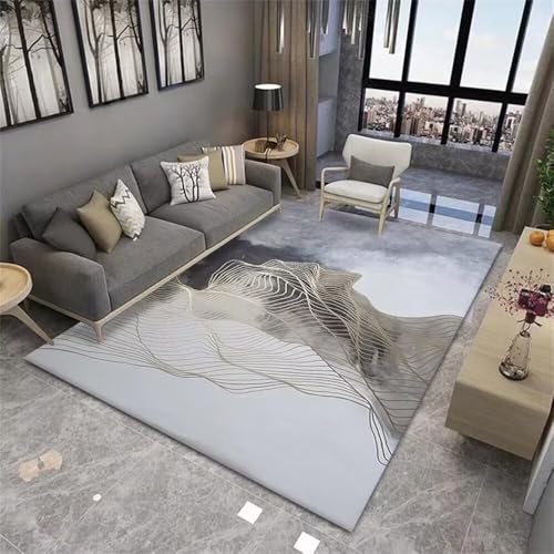 DJHWWD Fußmatte Eingangsbereich Innen küchen teppiche 120x200CM Teppich Flur Grau Abstrakter Tintenteppich läufer Wohnzimmer weich von DJHWWD