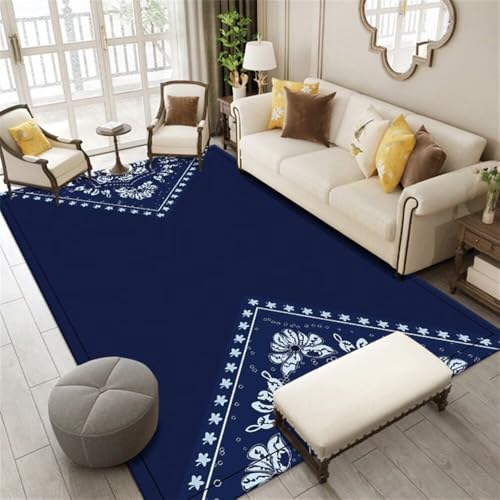 DJHWWD Fußmatte Schmal Teppich Muster 120x120CM Wohnzimmer groß blau Blumenteppich für das sitzecke küche Design von DJHWWD