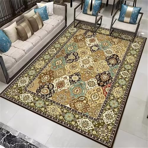 DJHWWD Fußmatten Innen Minimalistisches Design Teppich läufer Grüner frischer Blumenteppich 200x300CM Mehrfarbig komfortable Schalldämmung von DJHWWD