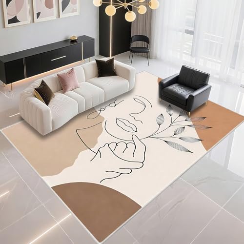 DJHWWD Hübscher Teppich Einfach Zu Säubern 80x150cm, Braun Beige Teppich Eingang Moderne Blätter für Schlafzimmer und Küchen DJHWWD Hübscher Teppich Einfach Zu Säubern 80x150cm, Braun Beige Teppich Eingang Moderne Blätter für Schlafzimmer und Küchen von DJHWWD