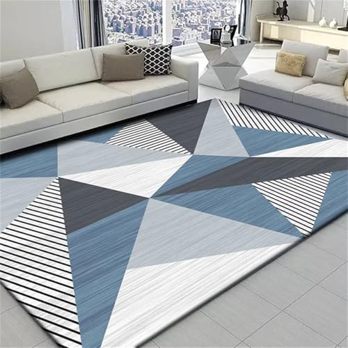 DJHWWD Ist Wunderschön Und Komfortabel, Anti-Fouling Teppich Grauer rechteckiger 200x300CM blau Hübscher waschbar in Waschmaschine Wohnzimmer Teppichs von DJHWWD