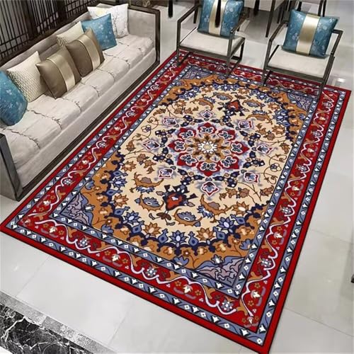 DJHWWD Jugendzimmer Teppich Auslegware Teppichboden Teppichläufer Schlafzimmer Blaues Zimmer mit dekorativem 120x200CM rot Teppiche Wohnzimmer Balkon Dekoration von DJHWWD