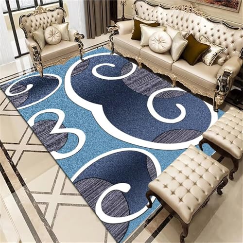 DJHWWD Kinderteppich Balkon Teppich Weißer Abstrakter geometrischer 140x200CM blau Waschmaschine Schlafzimmer Nachttisch günstig von DJHWWD