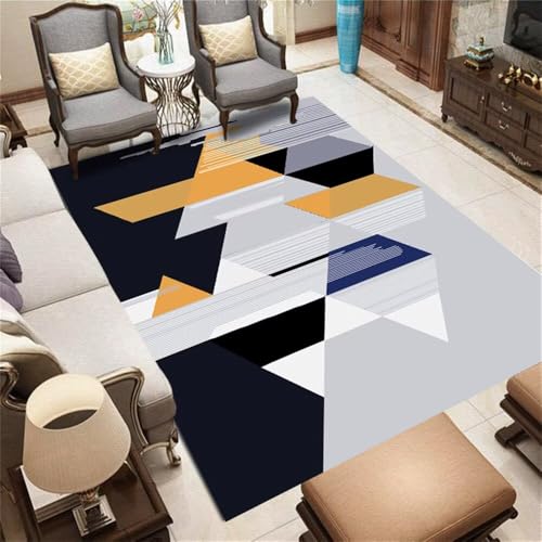 DJHWWD Kinderteppich Esszimmerzubehör Blauer gelber moderner Teppich 80x150CM Grau Nach Mass Design Waschbar DJHWWD Kinderteppich Esszimmerzubehör Blauer gelber moderner Teppich 80x150CM Grau Nach Mass Design Waschbar von DJHWWD