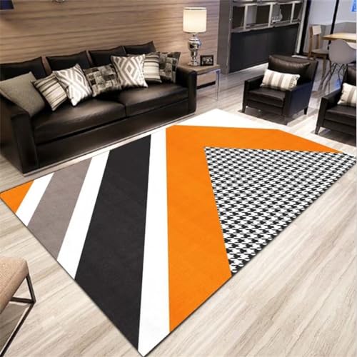 DJHWWD Kinderteppich Teppich Boden orange Farbe 130x190CM Antistatischer moderner Wohnzimmerteppich Teenager-Schlafzimmerteppich geometrisches Muster von DJHWWD
