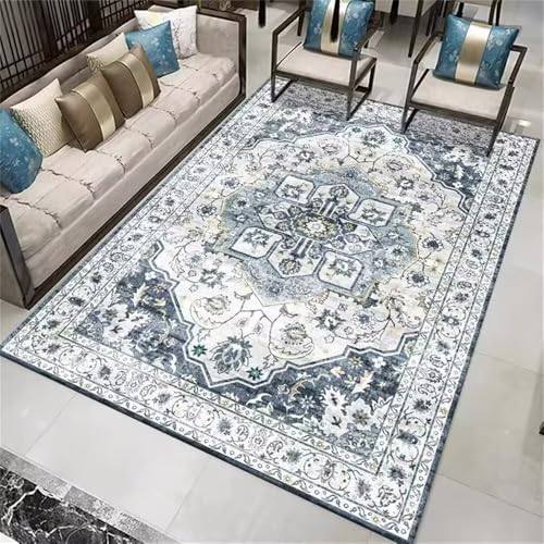 DJHWWD Kinderteppich Wald Teppich Kind unter esstisch Waschbarer Vintage-Blumenteppich 140x200CM blau Dywany Do Salonu Teenager Mädchen DJHWWD Kinderteppich Wald Teppich Kind unter esstisch Waschbarer Vintage-Blumenteppich 140x200CM blau Dywany Do Salonu Teenager Mädchen von DJHWWD