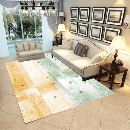 DJHWWD Kinderteppich Waschbar Living Room Rug Gelber waschbarer Teppich 100x150CM Grün Outdoor-Teppich kuschelig komfortable Schalldämmung von DJHWWD