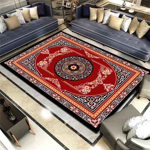 DJHWWD Kinderteppiche Teppich Kinderzimme Schwarzer Vintage-Blumenteppich 50x80CM rot Gross kleine teppiche von DJHWWD