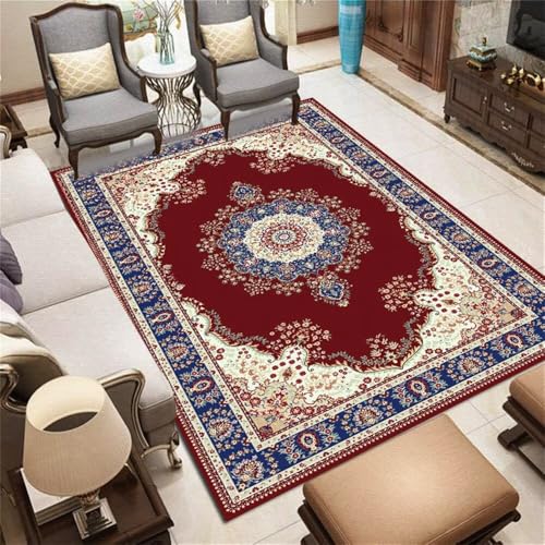 DJHWWD Kinderzimmer Teppich Waschbar Couch Wohnzimmer Kinder Blauer Vintage-Blumenteppich 50x80CM rot können viele Jahre verwendet Werden Teppiche Schlafzimmer Kleiner von DJHWWD
