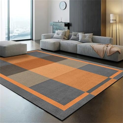 DJHWWD Kleine Teppiche Wohnzimmer Teppichboden Schlafzimmer Grauer moderner langlebiger Teppich 200x300CM orange quadratisch Mädchen von DJHWWD