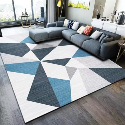 DJHWWD Kleiner Teppich Nach Maß großer Grauer moderner geometrischer 200x250CM blau kuschel bodenschutzmatte DJHWWD Kleiner Teppich Nach Maß großer Grauer moderner geometrischer 200x250CM blau kuschel bodenschutzmatte von DJHWWD