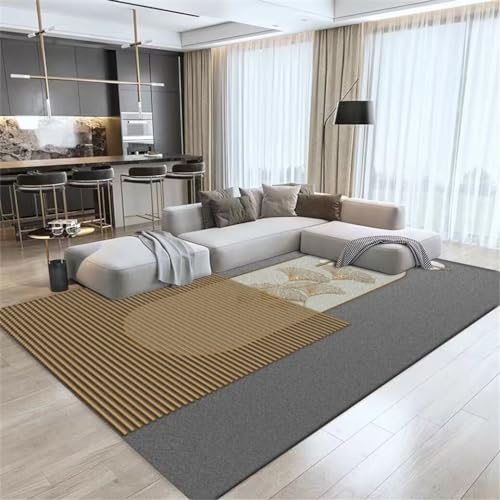 DJHWWD Kuche Teppich Modern Waschbarer Teppich Wohnzimmer Einfach Zu Verwendende Teppiche Klassische Teppiche Große Schlafzimmerteppiche Grau 120X200Cm von DJHWWD