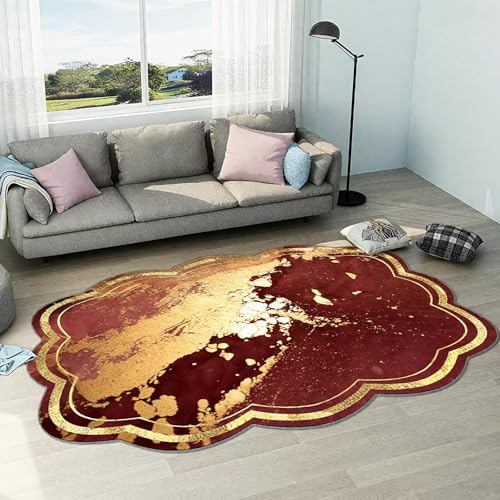 DJHWWD Kurzflor Teppich für Balkon Rot 120x140CM,Abstrakte Kunst für Unter Schreibtischstuhl,Kinderzimmere Mädchen,Neben Bett von DJHWWD