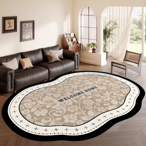 DJHWWD Kurzflor Und Outdoor Teppich Groß Kaki 200x250CM,Blumenmuster für Fliesen,Terrasse,Esstisch von DJHWWD