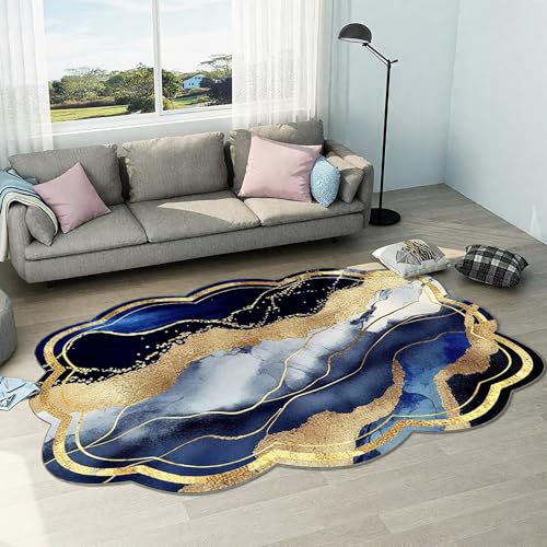 DJHWWD Kuschel Teppich Esszimmer Blau 140x200CM,Abstrakte Kunst für Esstisch,Wohnungs,Terrasse von DJHWWD