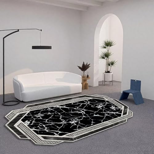 DJHWWD Kuschelig Weich Teppich Esszimmer Schwarz 160x230CM,Moderner Stil für Wohnzimmer,Gegend,Fliesen von DJHWWD