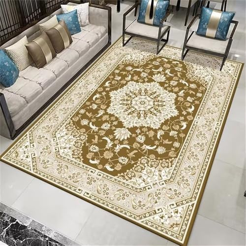 DJHWWD Kuschelige Teppiche Flur Teppich Rutschfester Vintage Blumen 140x200CM Grün Hübscher schlafzimmerteppich von DJHWWD