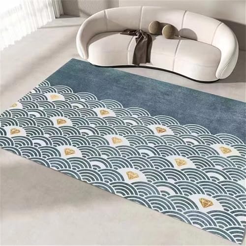 DJHWWD Minimalistisches Design Wohnzimmerteppich küchen teppiche Wohnzimmerbedruckter Teppich 160x210CM blau Fussmatte Innen bedruckter von DJHWWD