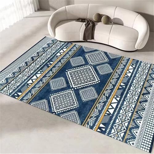 DJHWWD Modern Teppich Mädchen Jugendzimmer Kinderteppich Jungen Vintage geometrisches 60x110CM blau Rutschfester bedruckter Bettvorleger Schlafzimmer DJHWWD Modern Teppich Mädchen Jugendzimmer Kinderteppich Jungen Vintage geometrisches 60x110CM blau Rutschfester bedruckter Bettvorleger Schlafzimmer von DJHWWD