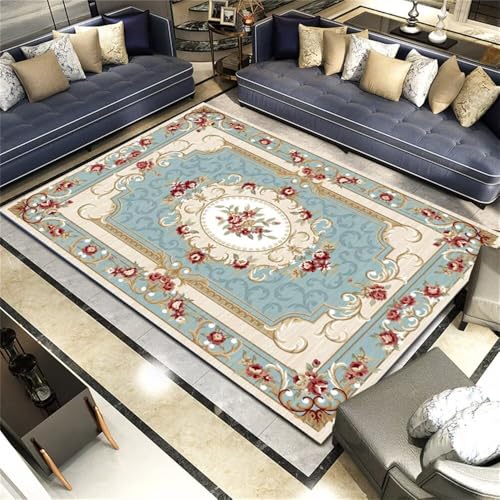 DJHWWD Outdoor Teppich Groß Teppischsclafzimmer Roter Vintage-Blumenteppich 120x200CM blau Designer Teppiche toiletten Tepiche Für Wohnzimmer Modern von DJHWWD