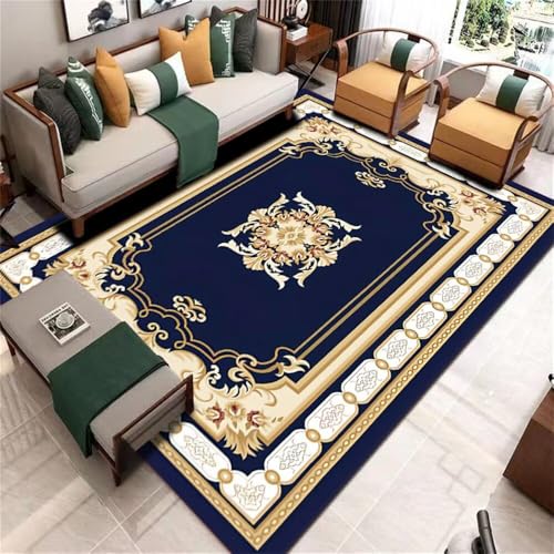 DJHWWD Outdoor Teppich komfortable Schalldämmung Vintage-Blumenteppich 120x200CM blau weich ohne zu verblassen Living Room Rug Boden DJHWWD Outdoor Teppich komfortable Schalldämmung Vintage-Blumenteppich 120x200CM blau weich ohne zu verblassen Living Room Rug Boden von DJHWWD