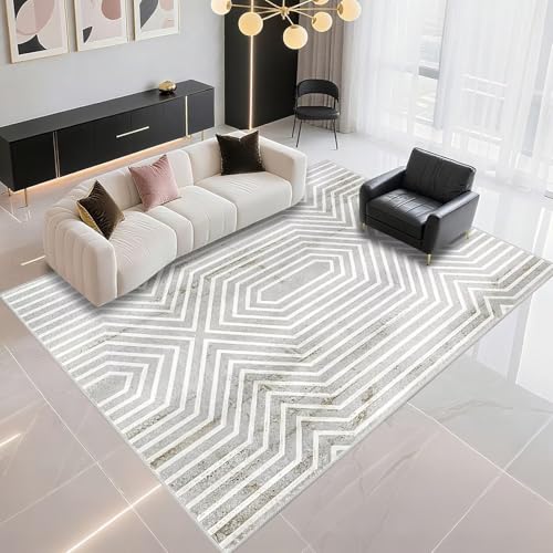 DJHWWD Outdoorteppich Moderner Stil 200x290cm, Grau XXL Teppich Moderne Streifen für Küchenflure von DJHWWD