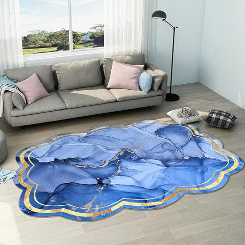 DJHWWD Pflegeleicht Teppich Babyzimmer Blau 100x130CM,Moderner Stil für Kinderzimmer Mädchen,Neben Bett,Unter Schreibtisch von DJHWWD