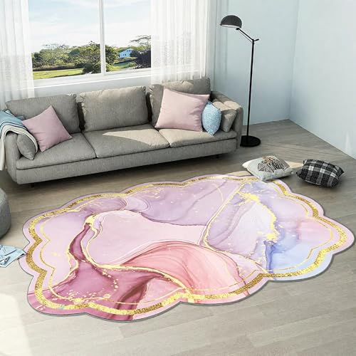 DJHWWD Pflegeleicht Teppich Jugendzimmer Rosa 140x200CM,Abstrakte Kunst für Tatami,Terassenaussen,Neben Bett von DJHWWD