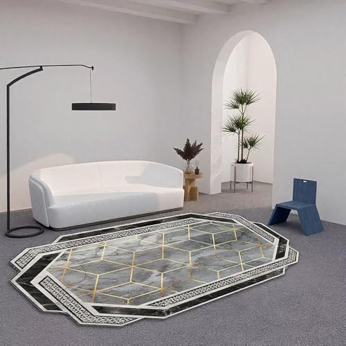 DJHWWD Pflegeleicht Wohnzimmer Teppich Grau 130x180CM,Moderne Geometrie für Schlafzimmer,Unter Schreibtisch,Neben Couch DJHWWD Pflegeleicht Wohnzimmer Teppich Grau 130x180CM,Moderne Geometrie für Schlafzimmer,Unter Schreibtisch,Neben Couch von DJHWWD