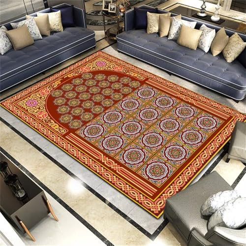 DJHWWD Regenbogen Teppich Für Balkon Roter Vintage-Blumenteppich 120x200CM Mehrfarbig kurzflor Designer Teppiche Outdoor groß von DJHWWD
