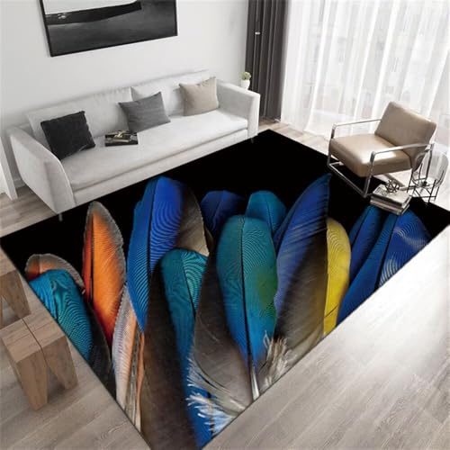 DJHWWD Room Decor Teenager Teppich Ornament 120x160CM schmutzfangmatte waschbar schwarz Blaugrauer Zierteppich läufer Flur gameing deko teppiche von DJHWWD