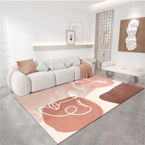 DJHWWD Rugs Auslegware Teppichboden teppiche 200x300CM Teppischsclafzimmer Beige Waschbarer moderner minimalistisch gemusterter Schlafzimmerteppich von DJHWWD