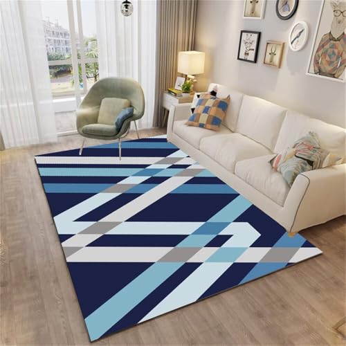 DJHWWD Rugs for Bedroom Design Teppich Grauer moderner geometrischer 120x180CM blau Wohnzimmerteppich tepich in Wohnzimmer Waschbarer Kinderzimmer von DJHWWD