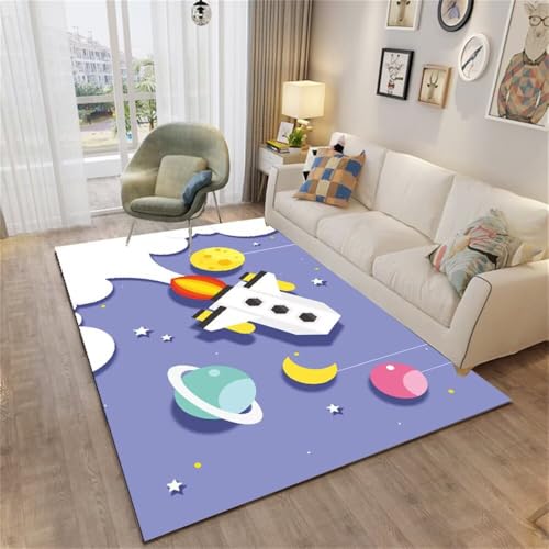 DJHWWD Rugs for Bedroom Schlafzimmers Kinderteppich Waschbarer Teppich Wohnzimmer zur Dekoration des Zimmers 80x150CM Lila Designer Heimteppich von DJHWWD